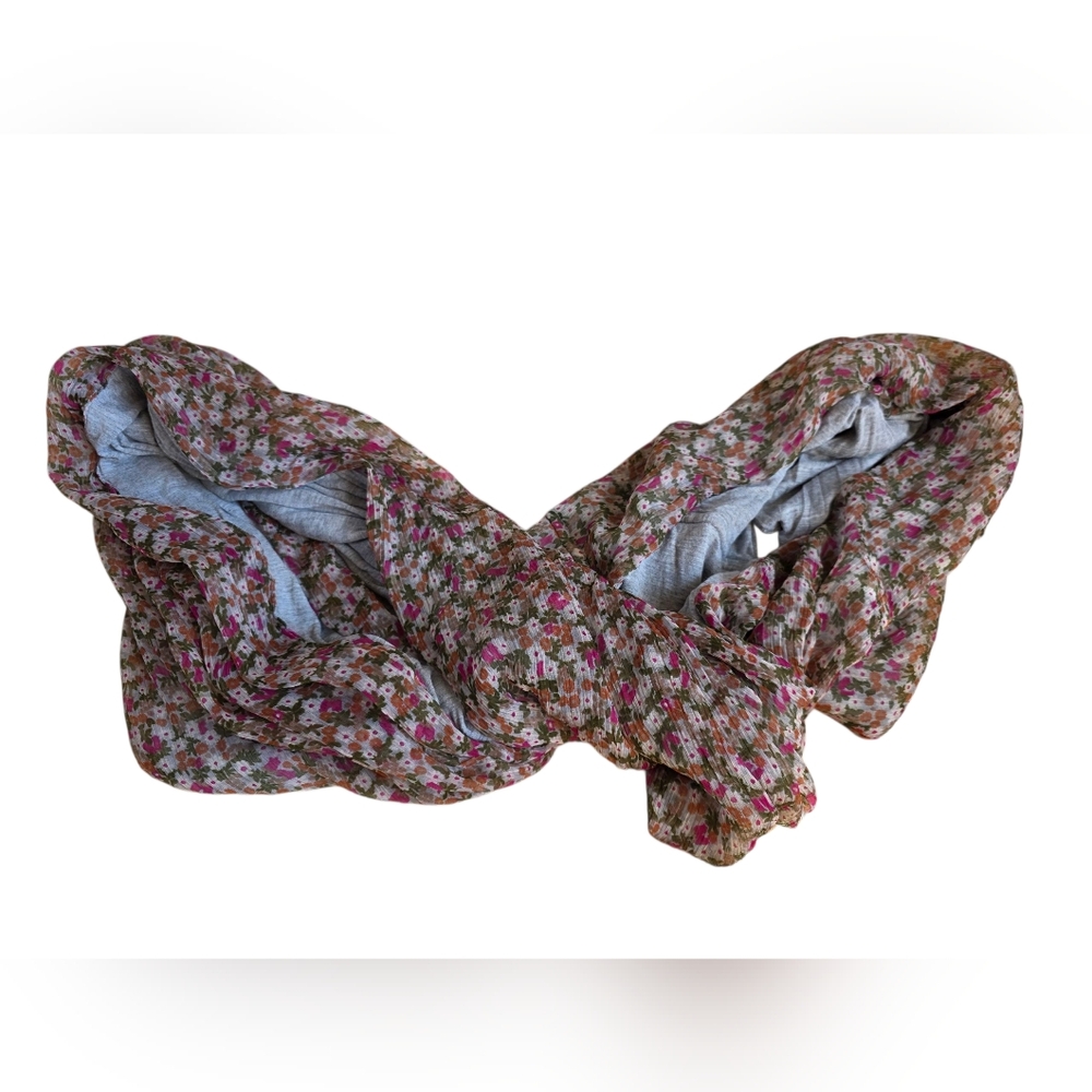 Steve Madden Floral Print Gray Lined Infinity Scarf OS